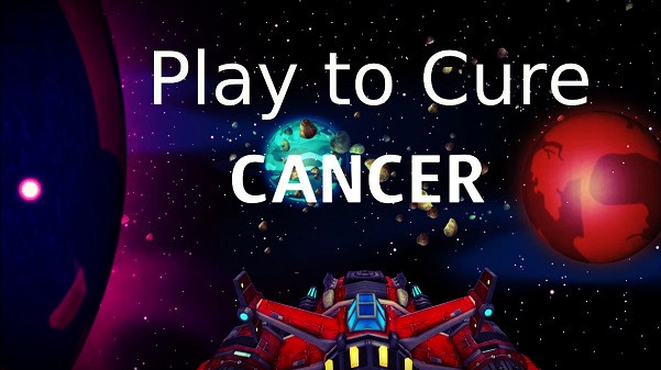 Image That Depicts - Play To Cure Cancer Concept - Text Wriiten in Space Background.